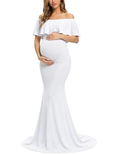 GLAMPUNCH Off Shoulder Maternity Dress for Photoshoot，Baby Shower Dres | Amazon (US)