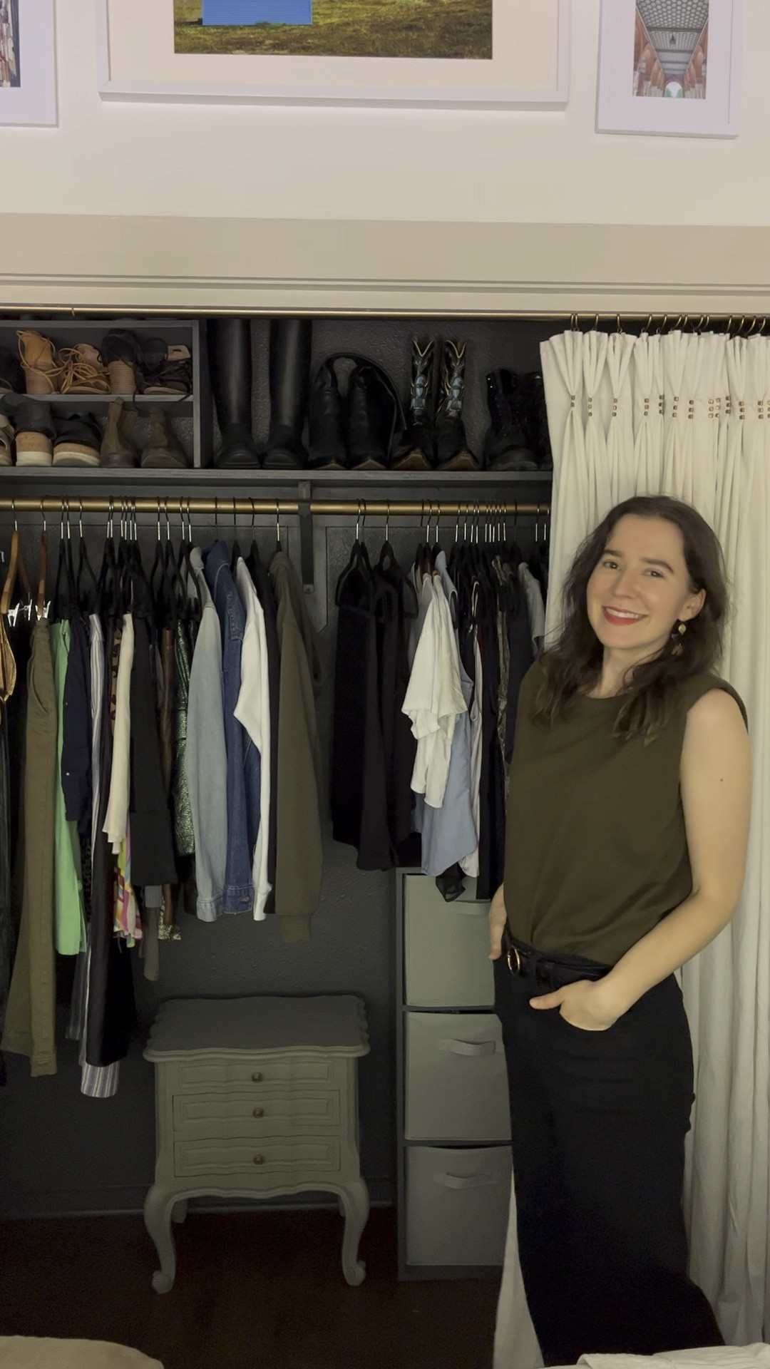 This closet makeover was such a quick and satisfying project! One of my favorite details is the little brass clips I used on the curtain pinch pleats ✨

#LTKunder50 #LTKhome #LTKFind