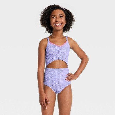 Girls' Spring Vacay One Piece Swimsuit - art class™ Purple M Plus | Target
