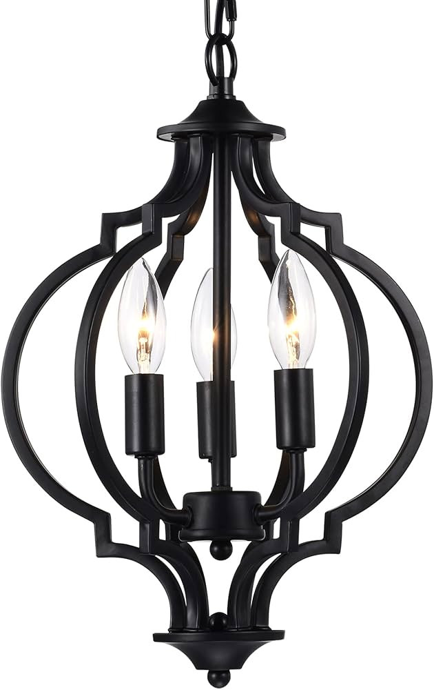 Mr.Color Black Chandeliers Modern Farmhouse Chandelier Small Antique Metal Chandelier 3 Light Isl... | Amazon (US)