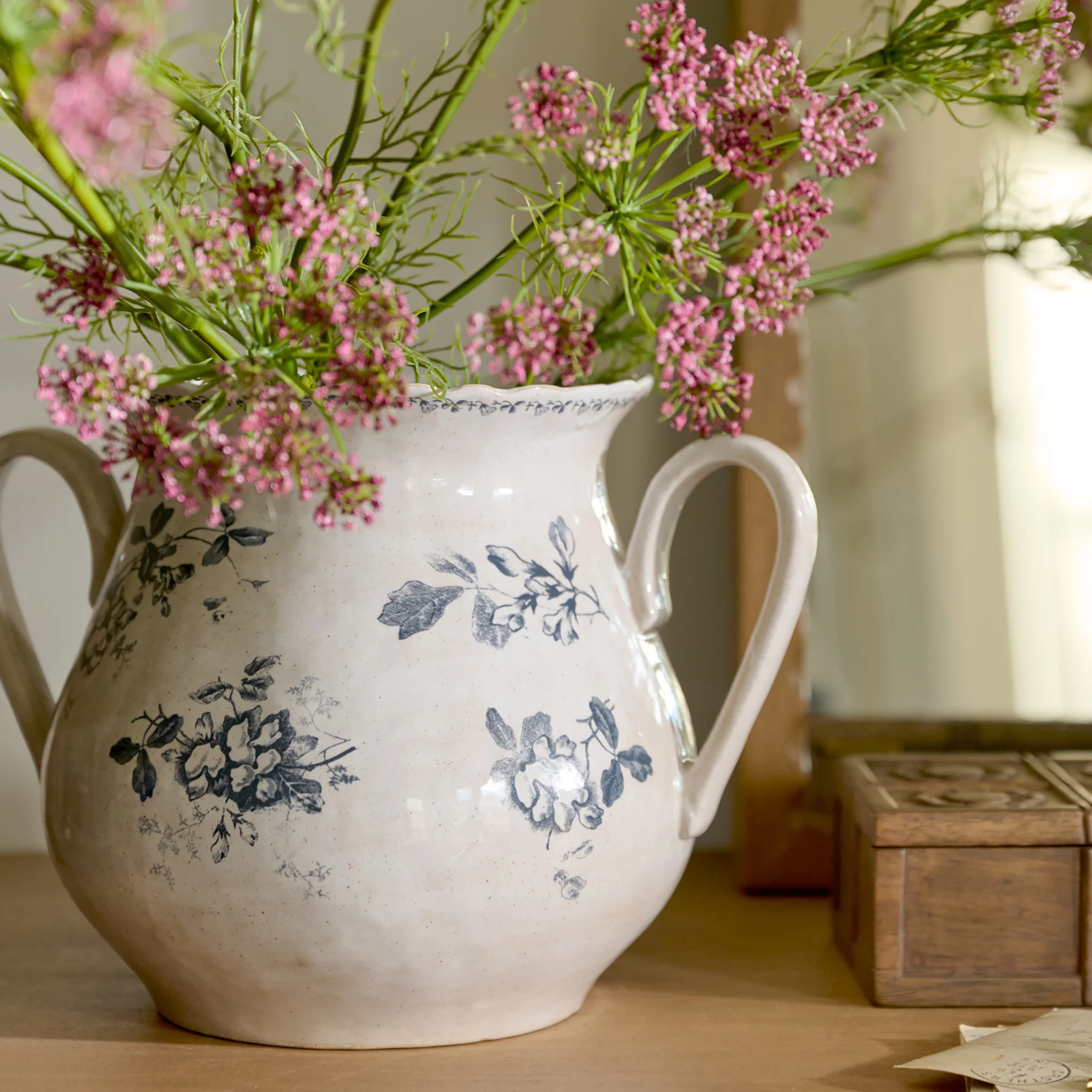 Heirloom Garden Navy Floral Vase with Handles | Magnolia