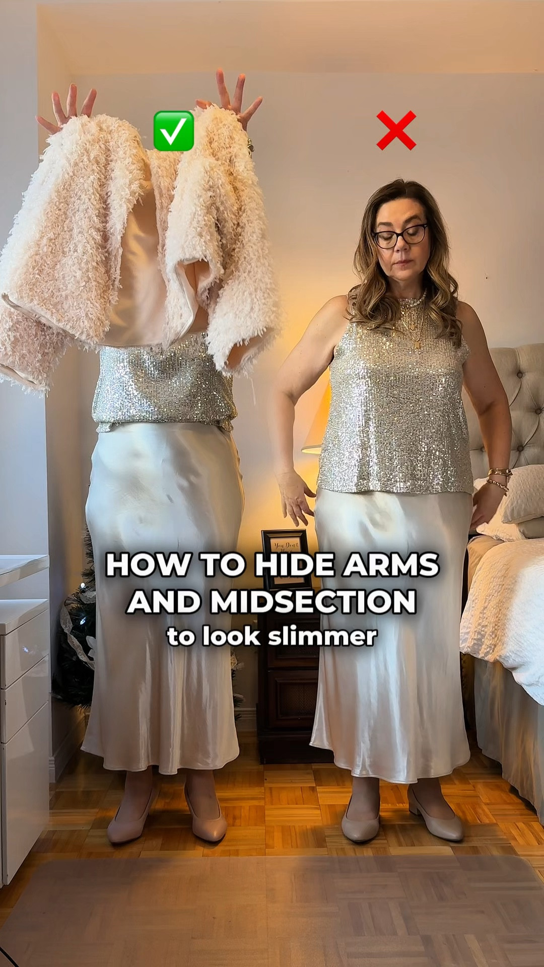 If you don’t want to show your arms and/or have a larger mid-section, wear such outfits with a jacket, cardigan or a coat. But still emphasize your waist with a belt or tucked top. 

Petite ladies will look better in a short jacket or cardigan or a full length ones. 

What do you think? Comment below ⬇️ 

Save for inspiration and share with a friend!

Follow for more easy tips and ideas on style and beauty for women after 40.

#styleinspo 
#styletip
#outfitinspo 
#outfitideas 
#hideimperfections
#fashiontips 
#styleafter40 

#LTKmidsize #LTKwinter #LTKstyletip