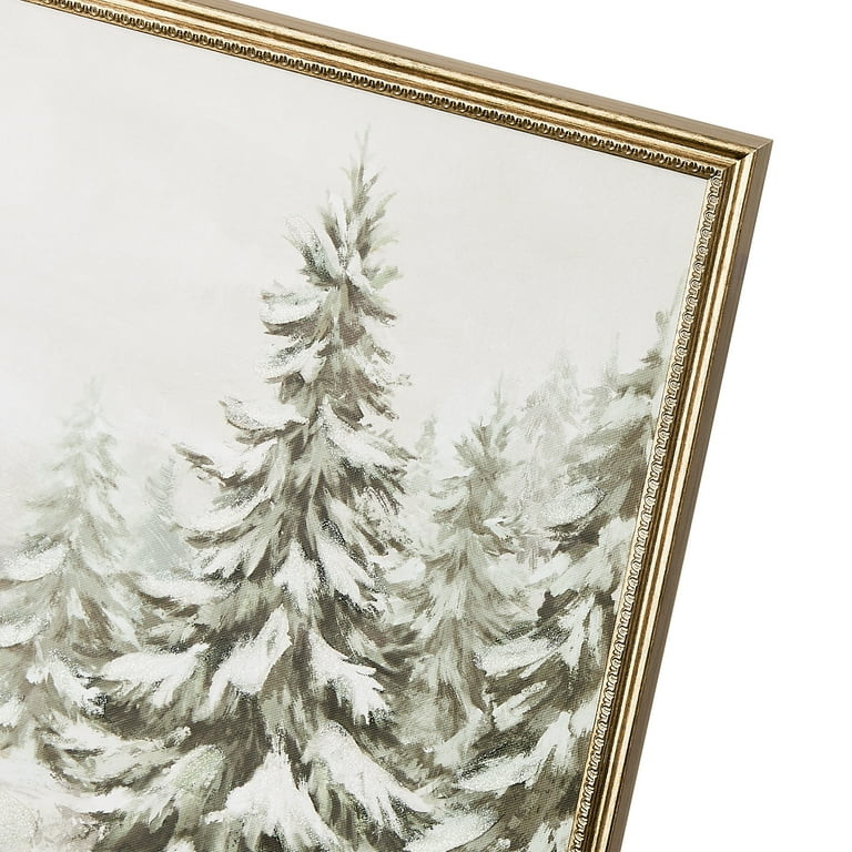 Snowy Evergreens Framed Transitional Christmas Wall Art, Green and White, 16" x 20", by My Texas ... | Walmart (US)