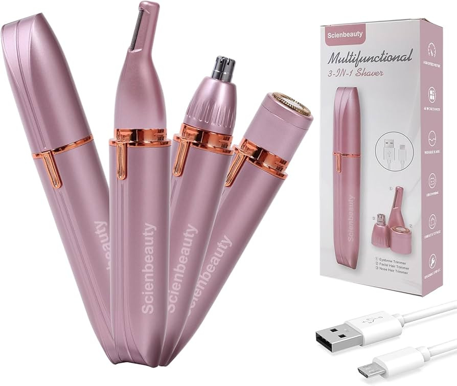 Scienbeauty Facial & Eyebrow Hair Remover Nose Ear Hair Trimmer, 3 in 1 USB Rechargeable Painless... | Amazon (US)