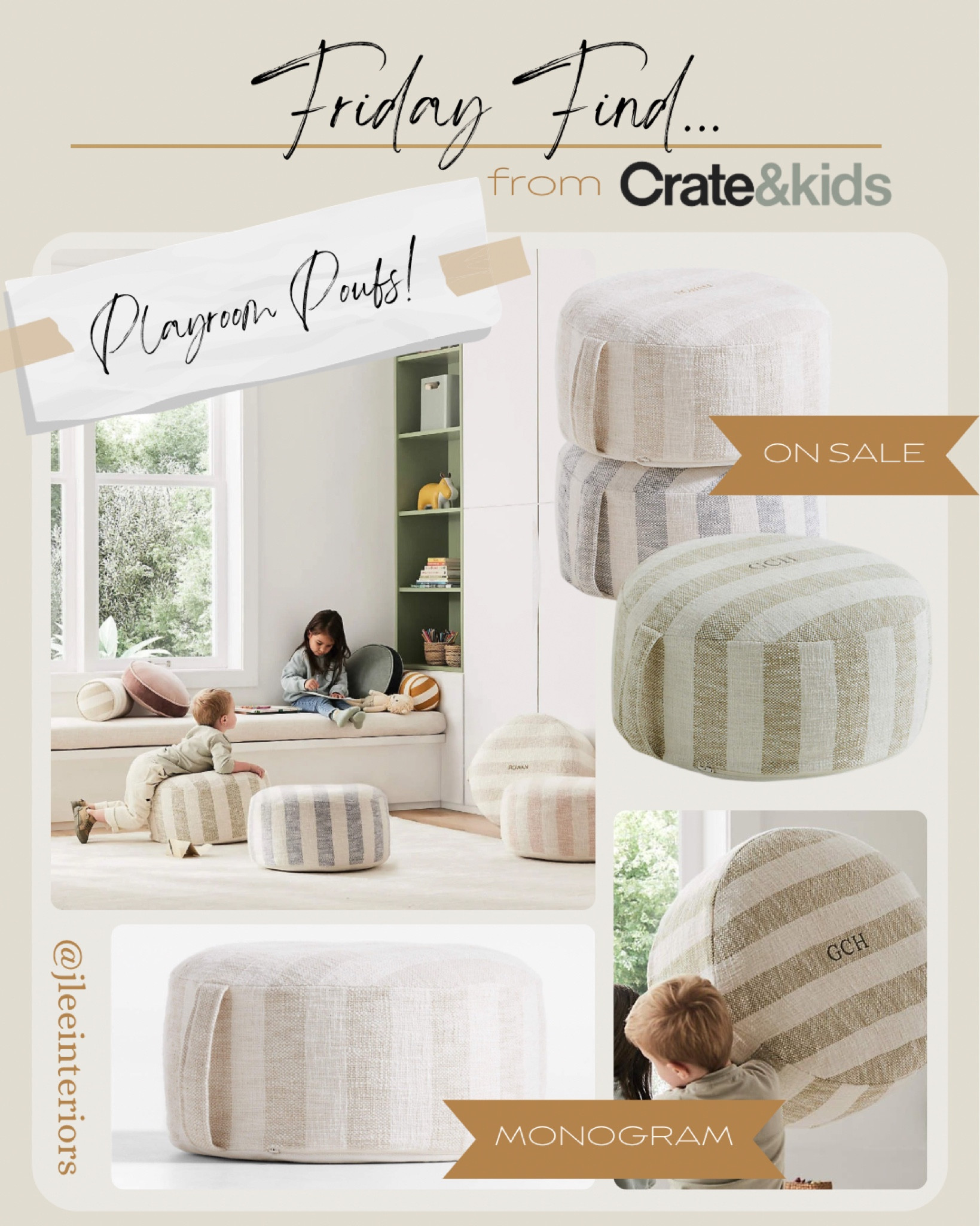 Loving this tan striped floor cushion from Crate & Kids! Plus, it’s on sale! 

The pouf is the perfect perch in a nursery or playroom, and the integrated handle makes these so easy to tote from room to room! 

Nursery, decor, nursery styling, playroom, furniture, kids furniture, kids room, playroom design, nursery design, pouf, foot rest, Ottoman, kids striped floor cushion, crate&Barrel, crate and kids

#LTKKids #LTKHome #LTKSaleAlert