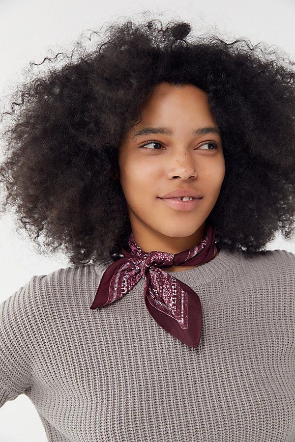 Paisley Silky Mini Square Scarf - Red at Urban Outfitters | Urban Outfitters (US and RoW)