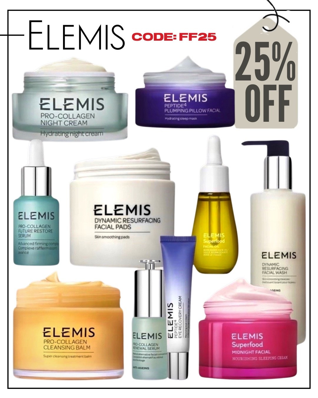 Elemis 25%OFF SITEWIDE with code FF25

