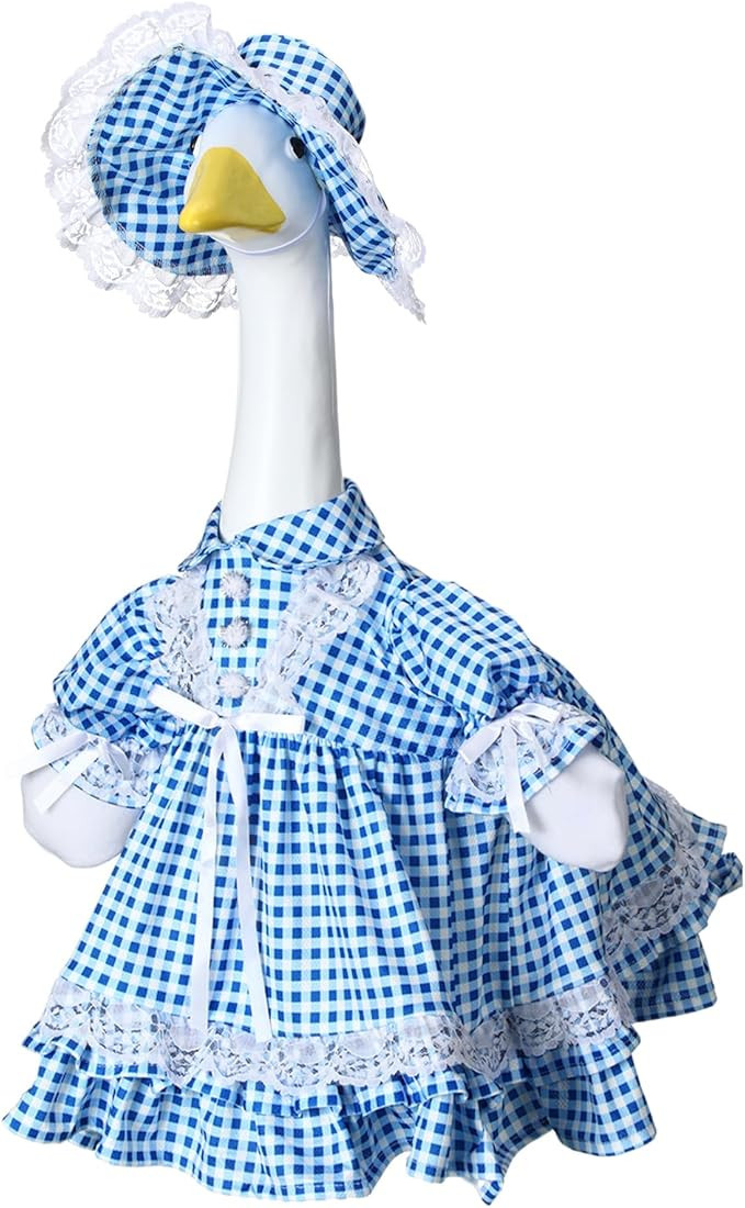 Soulchen 1 Set Spring Blue Plaid Porch Goose Outfit 23 Inch Cement Goose Clothes Dress and Hat Co... | Amazon (US)