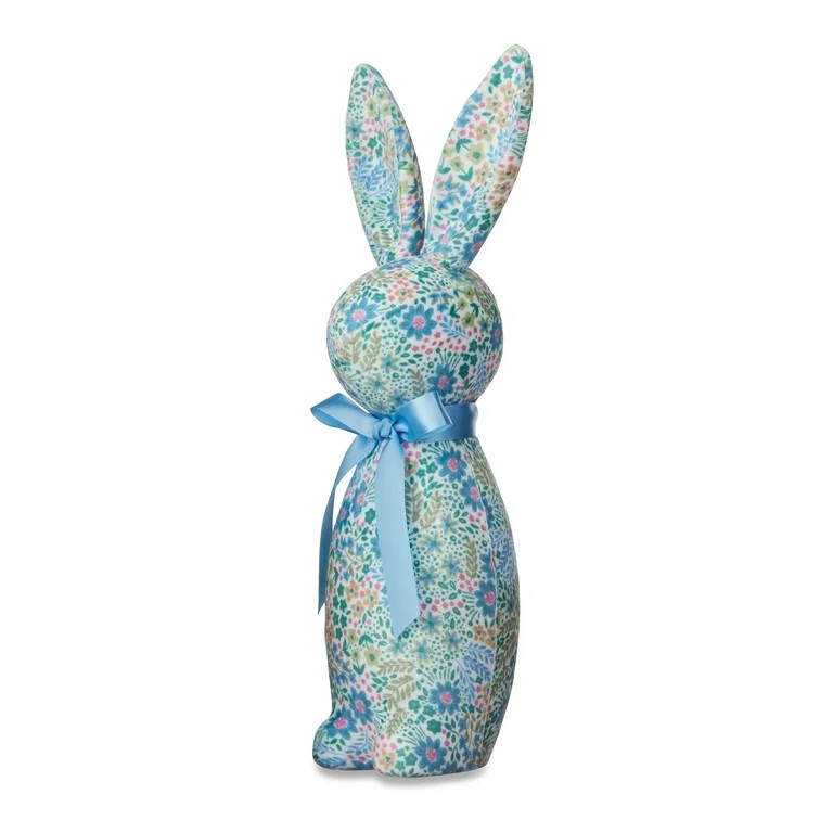 Easter Blue Floral Bunny Tabletop Decor, 16 in, by Way To Celebrate | Walmart (US)
