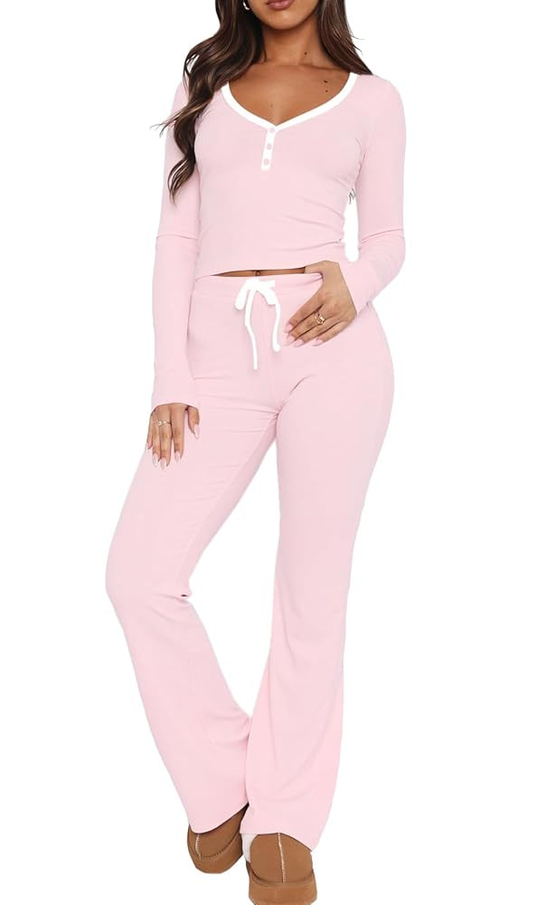 REVETRO Lounge Sets For Women Sexy Pajama Sets Fall Long Sleeve Shirts Y2k PJ Sets Workout Set Fo... | Amazon (US)