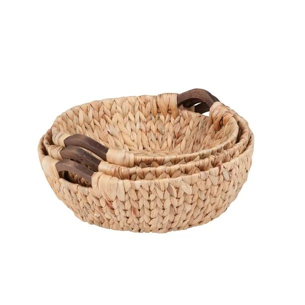 Honey Can Do Round Woven Baskets, Beige/Brown (Set of 3) | Walmart (US)