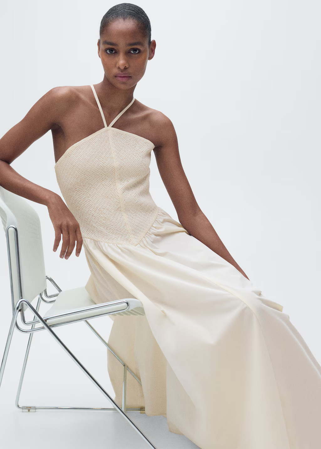 Combined halter-neck dress - Women | MANGO United Kingdom | MANGO (UK)