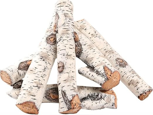 Utheer Gas Fireplace Logs Set Ceramic White Birch Log for Gas Fireplace, Outdoor Firebowl, Electr... | Amazon (US)
