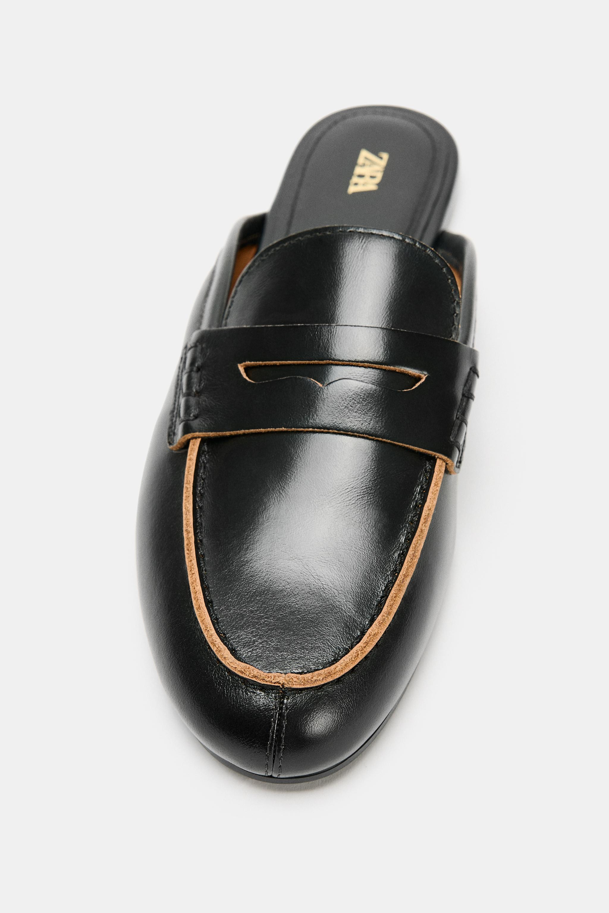 LEATHER SLINGBACK LOAFERS | Zara Canada