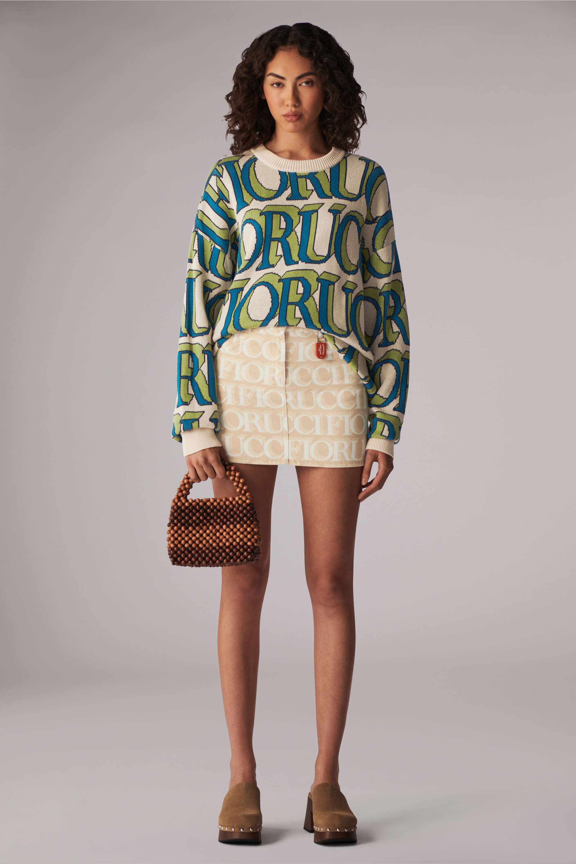 Unisex Monogram Logo Knit Jumper Cream | Fiorucci