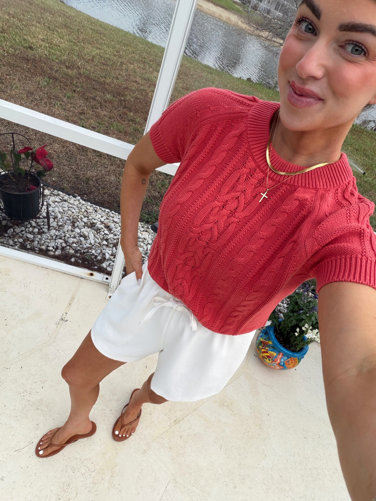 I’m linking three different short options! I’m wearing the Aritzia ones! They are phenomenal! I have them in the pant version as well! I highly recommend them that they are on the pricey side, so the other two options are also great alternatives that I own! 