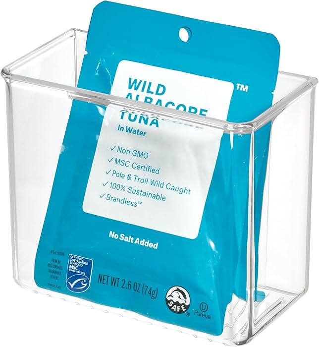 iDesign Adhesive Organizer Bin - Damage-Free Hanging for Kitchen, Bathroom, or Office - Clear | Amazon (US)