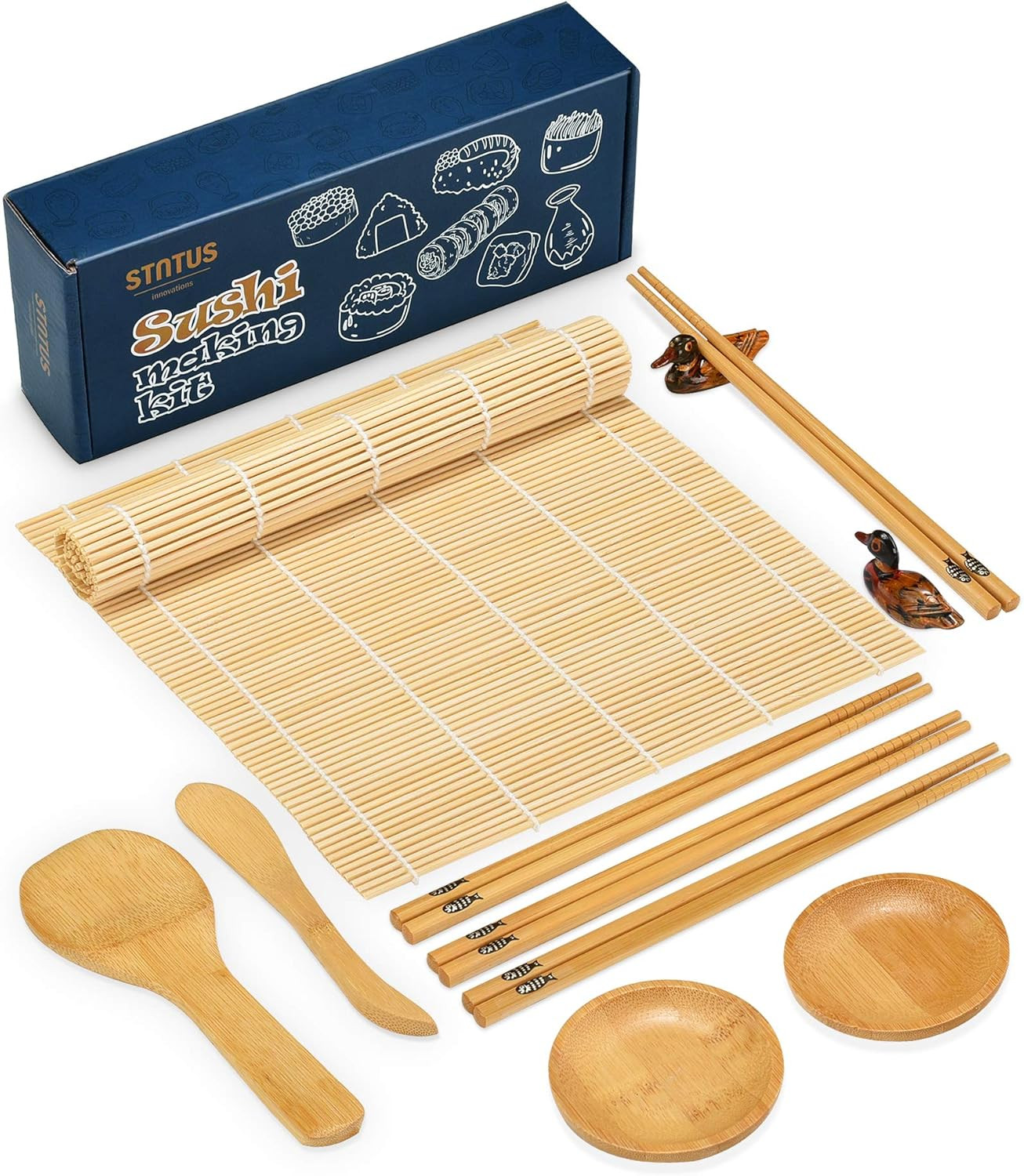 Sushi Making Kit, STNTUS Sushi Mat, Bamboo Sushi Roller Mat, Sushi Kit Gift Set, Sushi Making Kit... | Amazon (US)