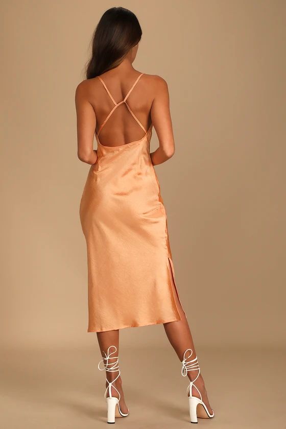 Lowe Light Orange Strappy Midi Dress | Lulus (US)