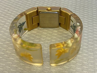 Joan Rivers Classic Lucite Watch Floral Pink Hinged Clamper Bracelet V377 quartz  | eBay | eBay US