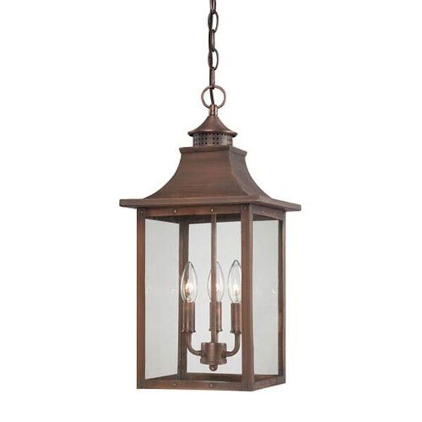 St. Charles Medium Hanging Lantern with Copper Patina Finish | Bellacor