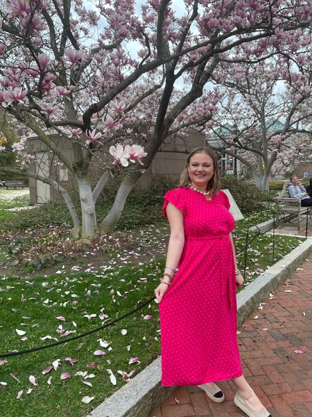 Pretty in pink dress under $40! Maxi dress fits well on my 5’2 physique! 

#LTKSeasonal #LTKfindsunder100 #LTKfindsunder50