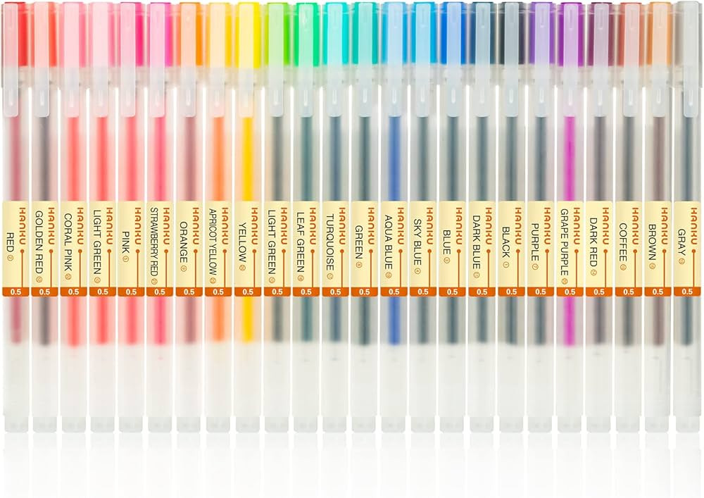 ABEIER Premium 24 Gel Ink Pens, Fine Point Pens Ballpoint Pen 0.5mm for Japanese Office School St... | Amazon (UK)