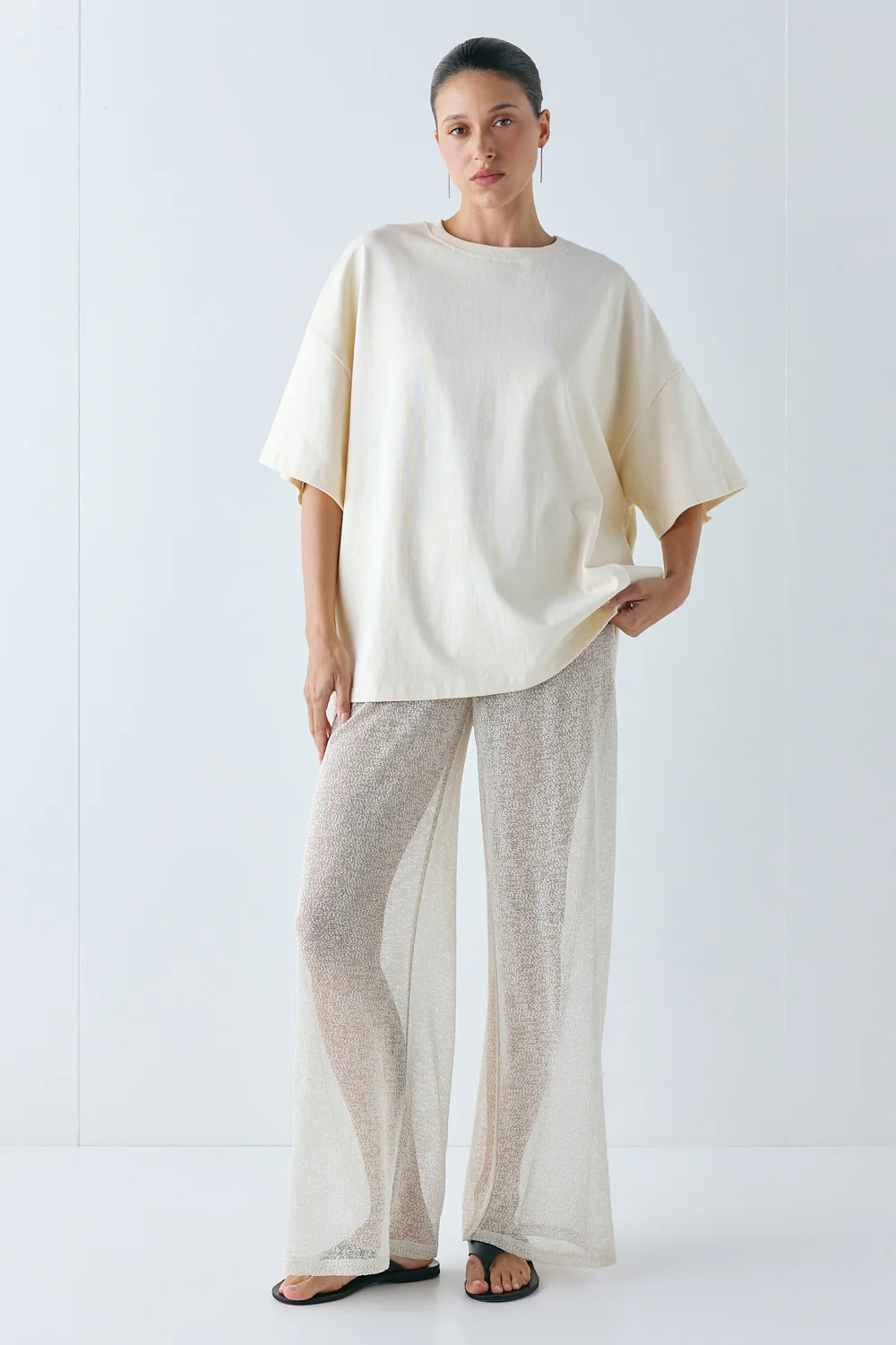 Monroe Sheer Pants Cream | VRG Grl