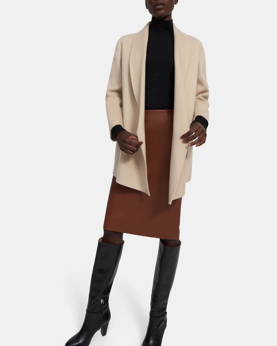 Clairene Shawl Jacket in Double-Face Wool-Cashmere | Theory