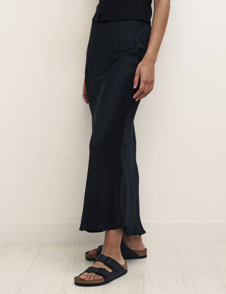 Black Mila Satin Slip Skirt | Nobody's Child