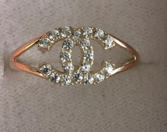 CC Chanel Designer Inspired Ring 10K Gold | Etsy | Etsy (US)