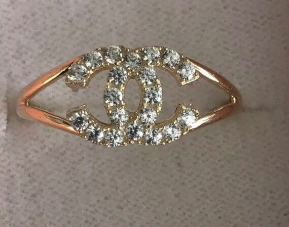 CC Chanel Designer Inspired Ring 10K Gold | Etsy | Etsy (US)