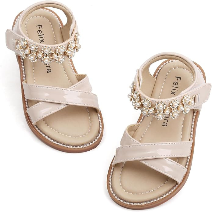 Felix & Flora Toddler Girls Sandals Soft Rubber Flats Summer Baby Flower Girl Shoes. | Amazon (US)