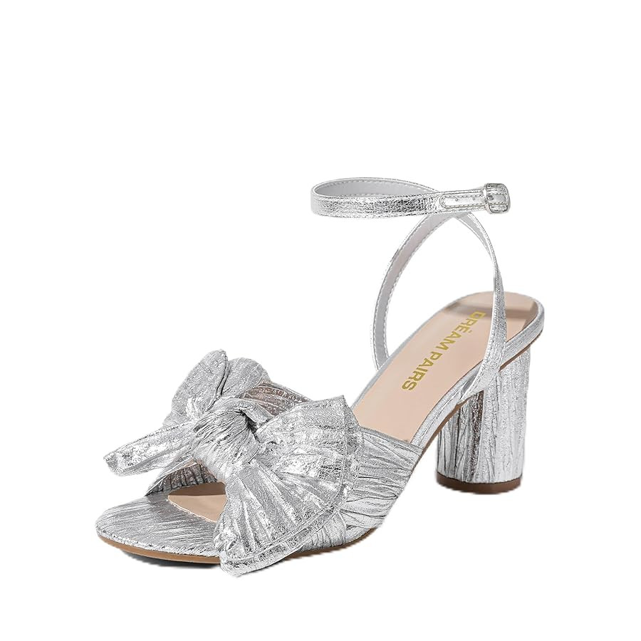 DREAM PAIRS Women's Bow Knot Heeled Sandals Low Chunky Heels Open Toe Ankle Strap Slingback Dress... | Amazon (US)