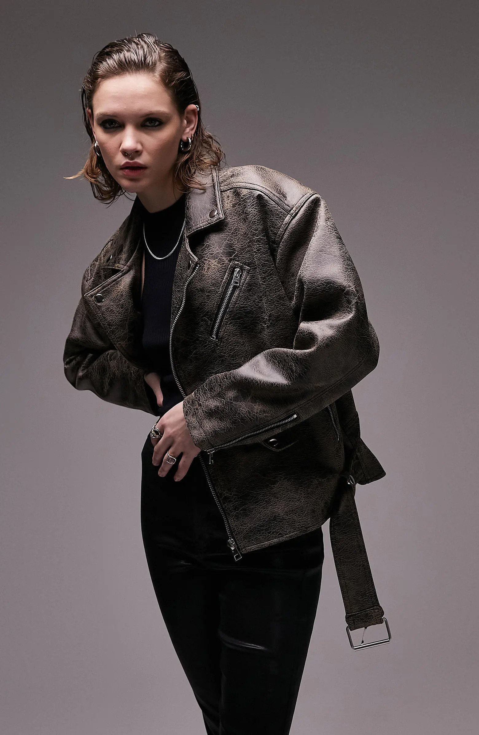 Oversize Faux Leather Biker Jacket | Nordstrom