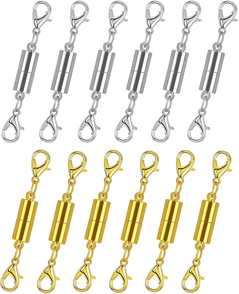 12 Pack Magnetic Necklace Clasps and Closures. Necklace Jewelry Extender with Strong Magnet. Magn... | Amazon (US)