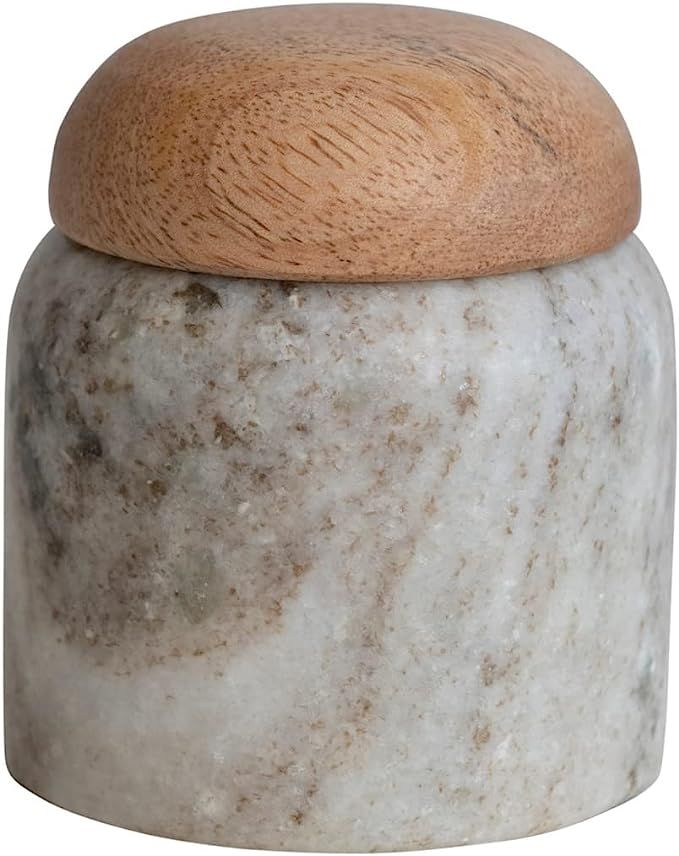 Creative Co-Op Modern Marble Wood Lid, Natural Canister | Amazon (US)