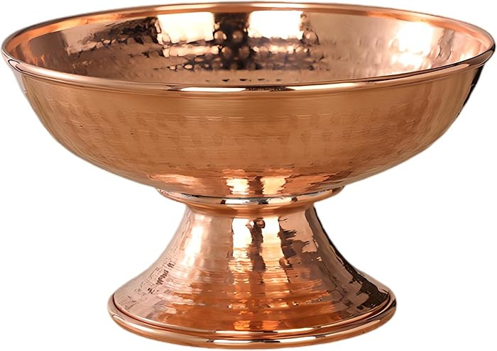 Copper Alloy Offering Bowl, Hand-Hammered Reddish-Brown Pedestal Design, 8.3 x 4.7 in / 21 x 12 c... | Amazon (US)
