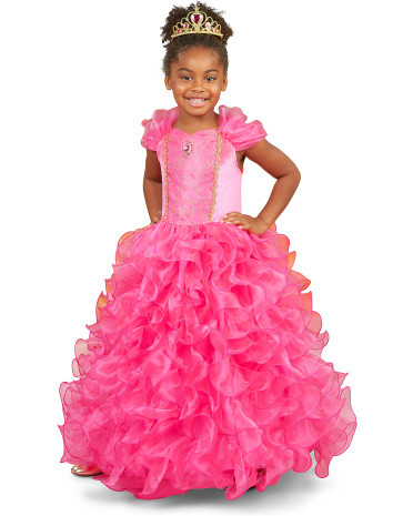 2Pc Ruffle Princess Costume And Crown For Women, Polyester | TJ Maxx