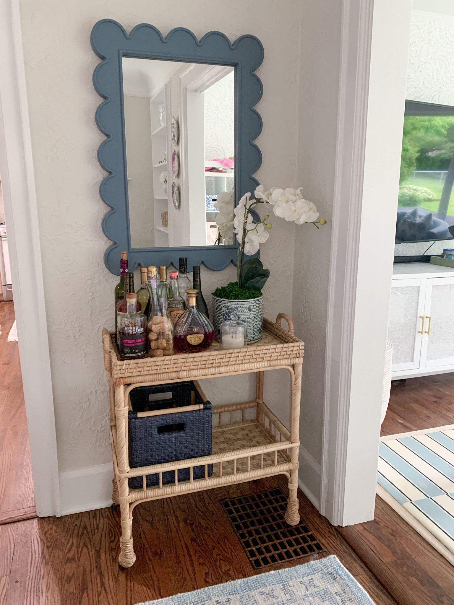 Rattan bar cart, scallop mirror, storage solutions 

#LTKHome