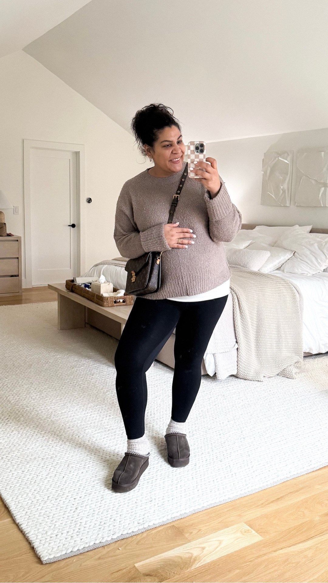 midsize ootd — the ultimate cozy winter outfit is this oversized soft sweater with leggings! I’m 5’9” size 12/XL & 25 weeks pregnant & I’m wearing a size XL in swear & L in leggings!

#LTKootd #LTKMidsize #LTKBump
