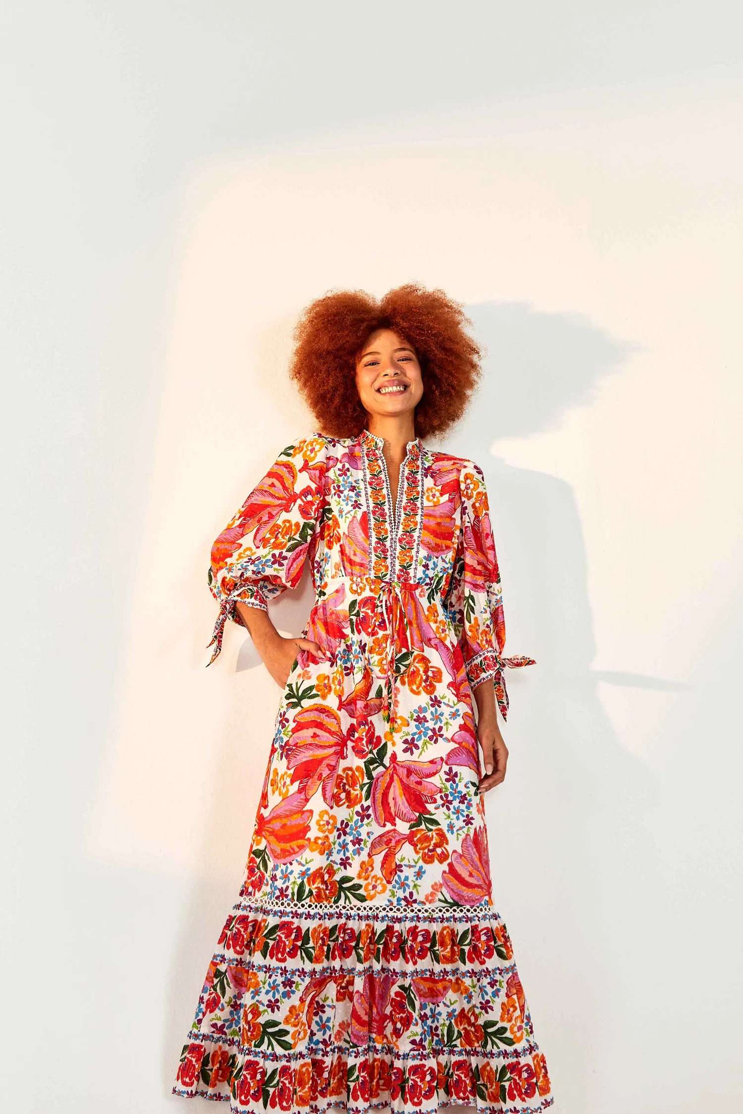 WHITE MAXI DRESS | Spring Bananas Print | FarmRio (US)