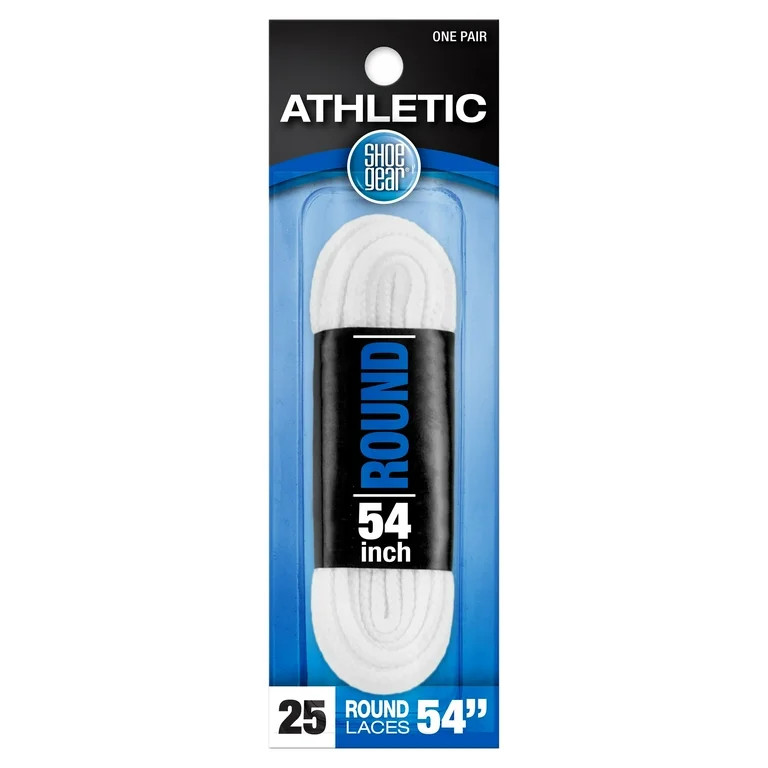 Shoe Gear Athletic Round Laces for Men and Women, Polyester, White, 54", One Size - Walmart.com | Walmart (US)