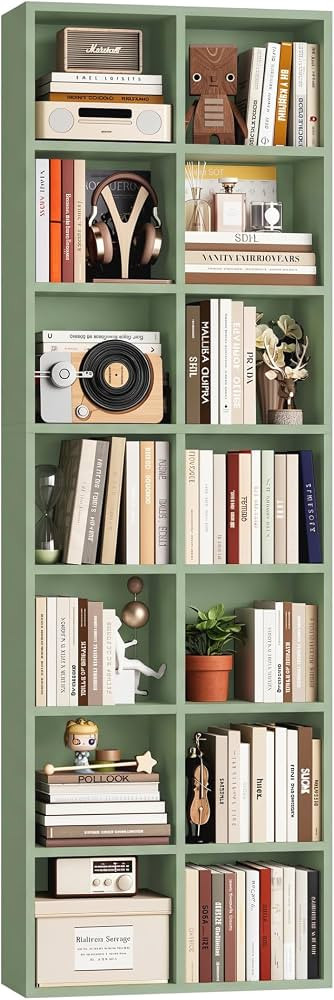 FOTOSOK 71'' Tall Bookshelf with 14 Cubes, 7 Tier Double Wide Bookshelf with 6 Adjustable Shelves... | Amazon (US)