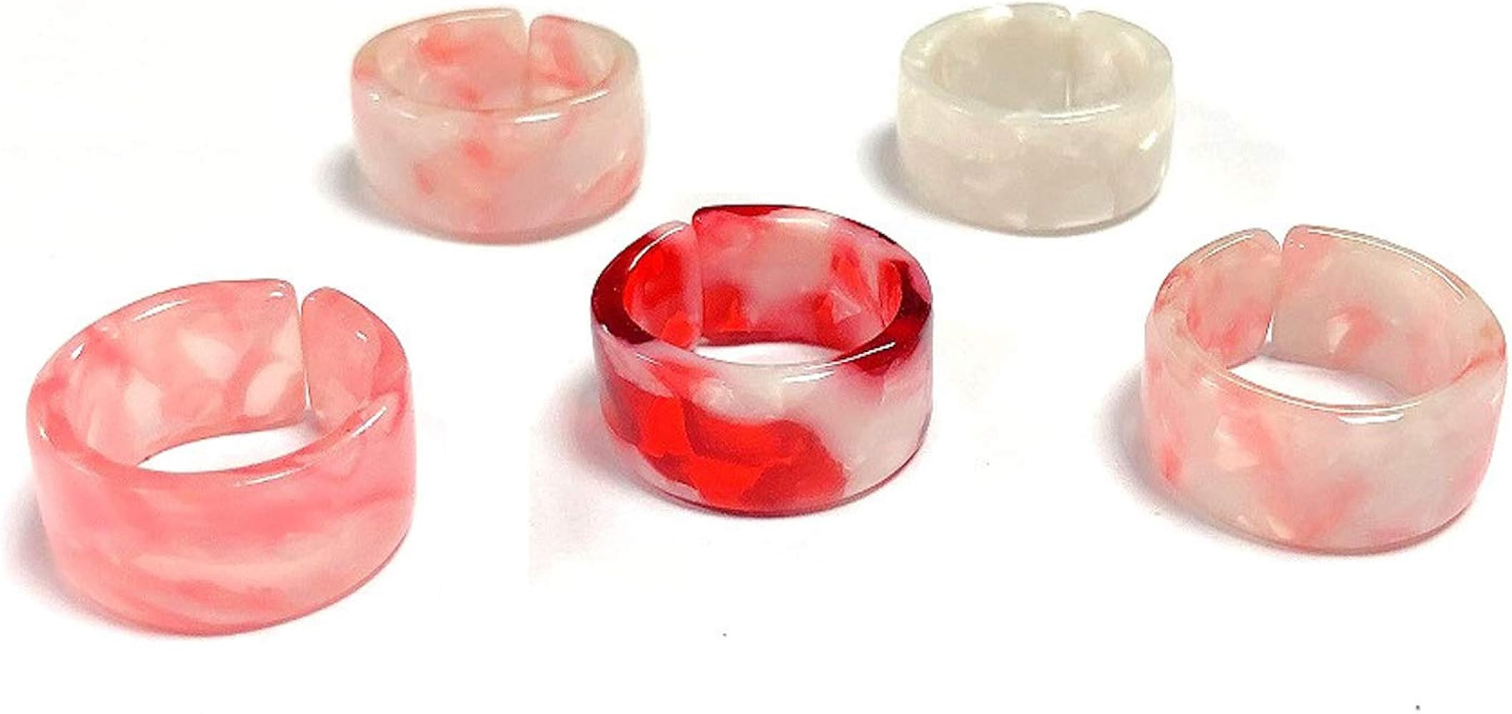 Amazon.com: caiyao Colorful Chunky 5 Pcs Acrylic Thick Round Plastic Resin Adjustable Stackable T... | Amazon (US)