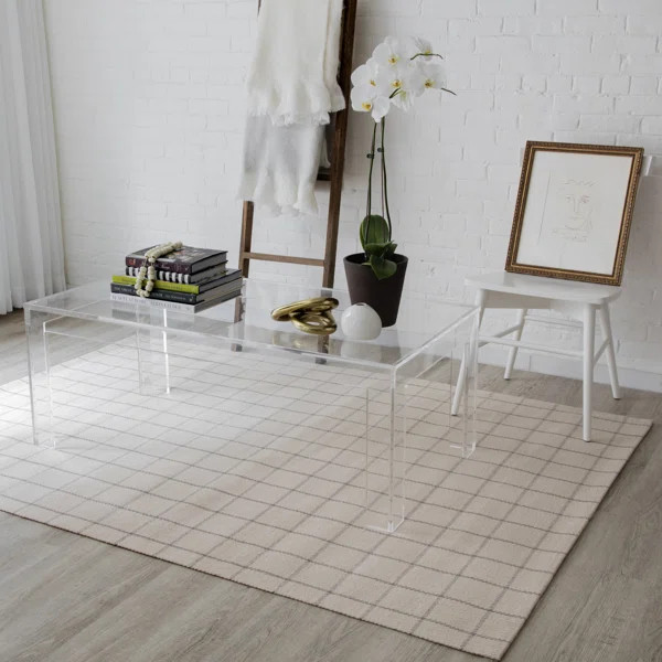 Marlborough Plaid Handmade Handwoven Wool Area Rug in Ivory | Wayfair North America