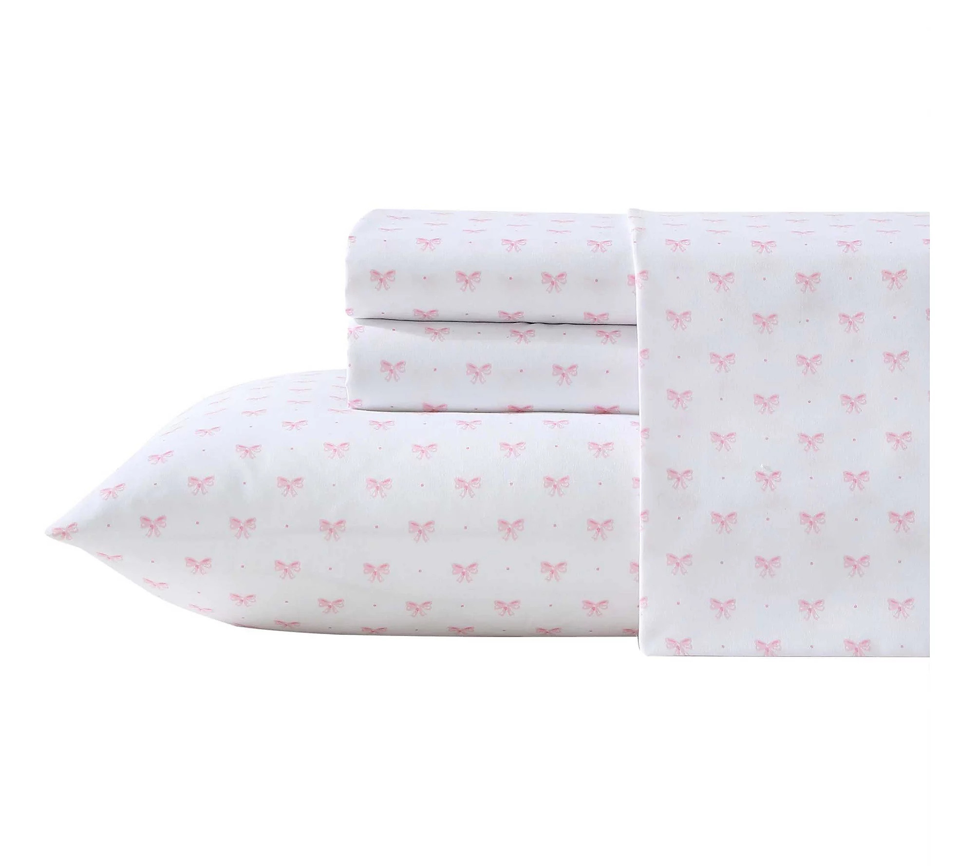 Laura Ashley Lovely Bows Pink Twin XL Sheet Set | QVC