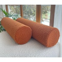 Boucle Cinnamon Bolster Pillow- Cozy Pillow - Best Seller Pillow Long Cushion Lumbar Pillow-Cylinder Roll Cushion | Etsy (US)