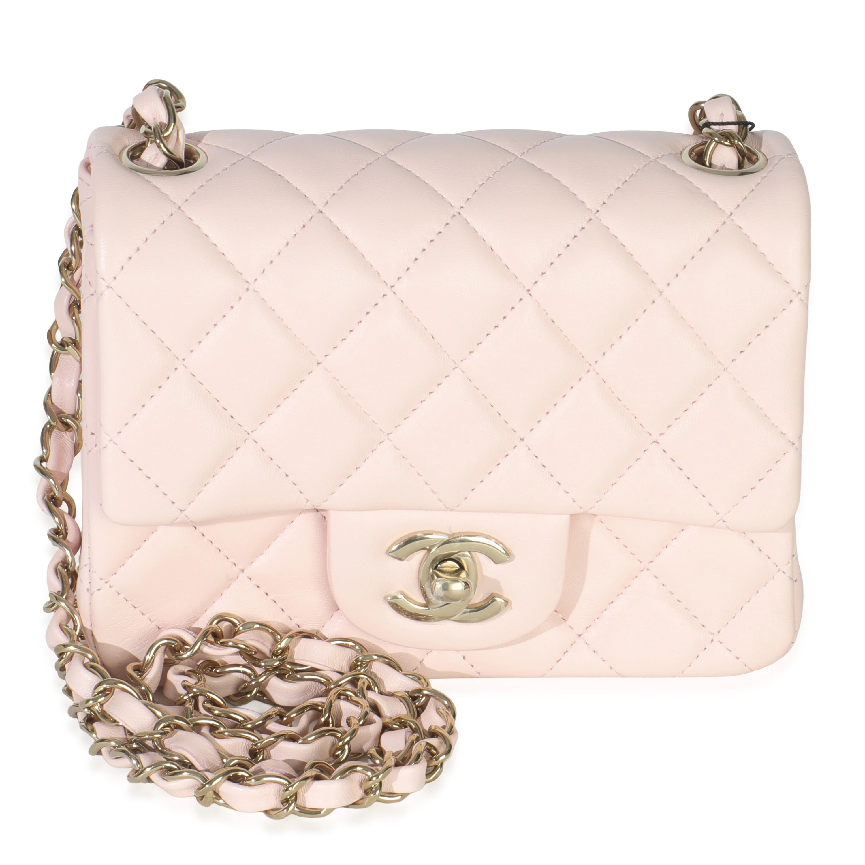 Pink Quilted Lambskin Mini Square Flap Bag | myGemma