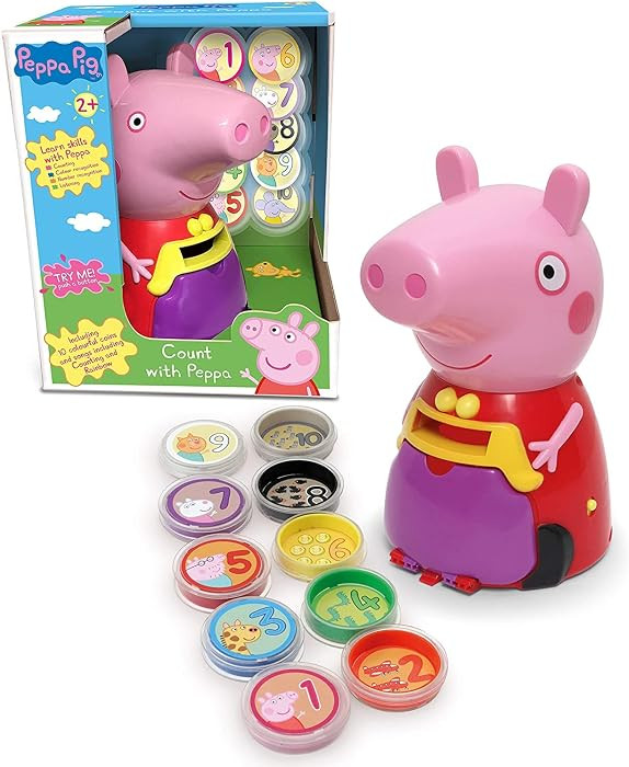Peppa Pig PP11 Peppa Toy for Kids-Interactive Learning & Child Development, Colours & Number Recognition, Counting and Listening-Includes 10 Fun Coins, 3+ Years, Single, Multi | Aesthetic Interactive Coin Sorter Numbers Colours Games Base for Toddlers Nursery. Educational Birthday Gifts for Children. | Amazon (UK)